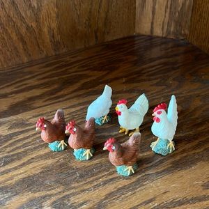Vintage 1998 Schleich Germany Chicken Figurines. set of Six.